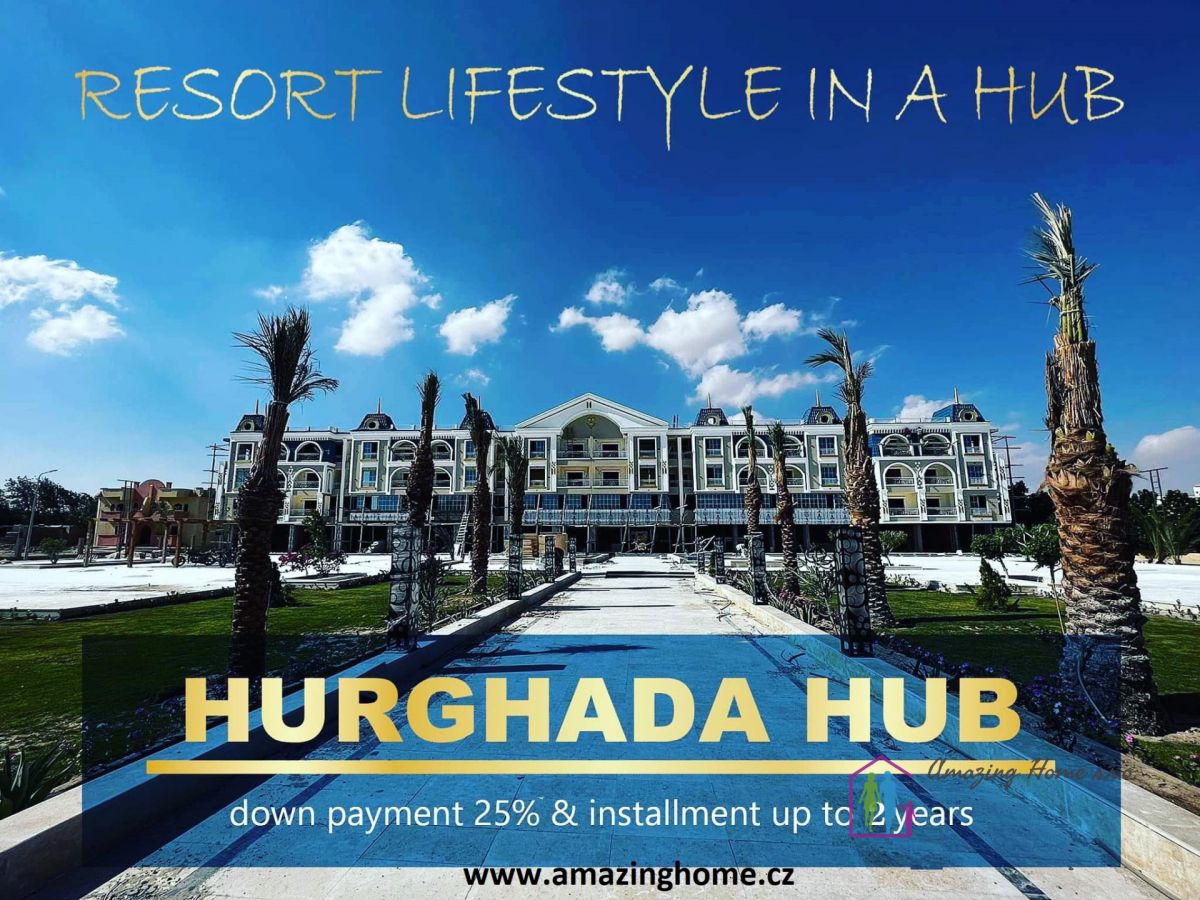 Prodej kompletně dokončený apartmán 3+kk s balkónem v resortu Hub Hurghada i na splátky.